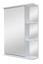 Зеркальный шкаф GRADEONIKA "Гиацинт 550", 55х15х70 см, без подсветки, подвесной, цвет белый, зеркало, открытые полки, прямоугольный, правый, правосторонний