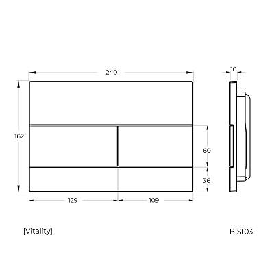 Кнопка смыва Knotlor Vitality, цвет вороненая сталь, размер 240 х 162 х 10 мм, клавиша управления для сливного бачка, инсталляции, два режима слива, механическая, панель