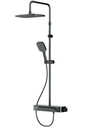 Душевая система AM.PM Func, высота 1460 мм, цвет черный, комплект: термостатический смеситель/тропический душ (с верхней лейкой)/стойка/лейка/шланг, наружного монтажа