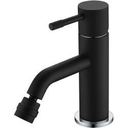 Смеситель для биде Boheme Uno, однорычажный, неповоротный, керамический, длина излива 130 мм, латунь, цвет черный/хром