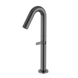 Смеситель для раковины/умывальника Knotlor Elixir, высокий, однорычажный, поворотный, керамический, длина излива 130 мм, нержавеющая сталь, цвет вороненая сталь