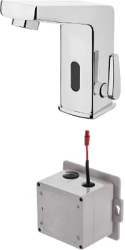 Смеситель для раковины/умывальника Deante SENSOR, сенсорный, неповоротный, длина излива 114 мм, с регулировкой температуры, латунь, цвет хром