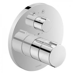 Смеситель для ванны Duravit C.1, термостатический, 17х17 см, скрытого монтажа, настенный, без излива/шланга/лейки, круглый, латунный, цвет хром, с термостатом, встроенный/встраиваемый/термостатный