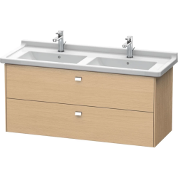 Тумба под раковину Duravit Brioso, 122х46,9х56,3 см, подвесная, 2 выдвижных ящика, ДСП, цвет: натуральный дуб/хром, шкафчик навесной, механизм доводчика, прямоугольная, правая/левая, в ванную комнату