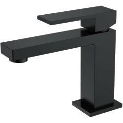 Смеситель для раковины/умывальника Boheme Qubic, однорычажный, неповоротный, керамический, длина излива 126 мм, латунь, цвет черный матовый