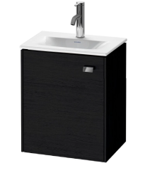 Тумба под раковину Duravit Brioso, 44х31х68,5 см, напольная, цвет: дуб черный/хром, 1 распашная дверца/одностворчатая, стеклянная полка, ДСП, прямоугольная, левая, в ванную комнату