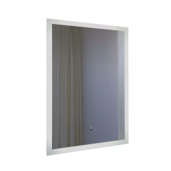 Зеркало Comforty Эдельвейс-55, 55х80 см LED-подсветка, бесконтактный сенсор, антизапотевание, прямоугольное, для ванны, навесное/подвесное/настенное, дизайнерское