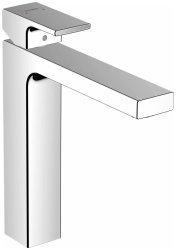 Смеситель для раковины Hansgrohe Vernis Shape 190, однорычажный, фиксированный излив, длина излива 18,1 см, керамический, латунь, цвет хром, без донного клапана