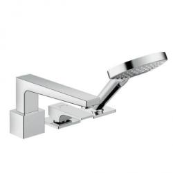 Смеситель для ванны Hansgrohe Metropol на борт ванны однорычажный, неповоротный, латунный, длина излива 197 см, керамический, цвет хром, с душевым шлангом/лейкой, на 3 отверстия