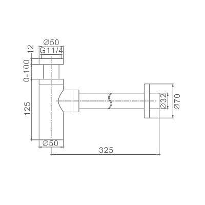 Сифон для раковины Raglo R600.20.33, бутылочный, без выпуска, 1 1/4" горизонтальный/боковой выпуск (в стену), латунь, цвет матовая медь, для раковины/умывальника 
