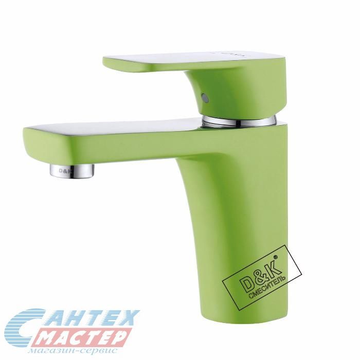 Смеситель для раковины D&K Berlin Humboldt однорычажный, излив короткий, длина 125 мм, керамический, латунь, цвет зеленый, без донного клапана