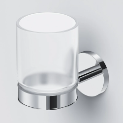 Стакан с держателем AM.PM X-Joy, настенный, хром, металл/стекло, округлый, для душа/ванны/зубных щеток, в ванную комнату, под зубные щетки, стакан для щеток