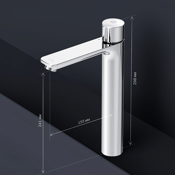 Смеситель для раковины/умывальника AM.PM X-Joy TouchReel, нажимной, неповоротный, керамический, высокий, длина излива 193 мм, латунь, цвет хром