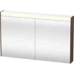 Зеркальный шкаф Duravit Brioso, 102х76х14,8 см, подвесной, цвет: орех темный, зеркало с подсветкой LED/ЛЭД, выключатель/розетка, с 2 распашными дверцами/двухстворчатый, 2 стеклянные полки, прямоугольный