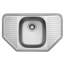 Мойка 488х777 см TopZero Wellinox серия COMFORT, 2 крыла, врезная, из нержавеющей стали, полированная, угловая, отверстие под смеситель, слив-перелив, для кухни