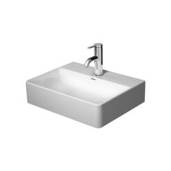 Раковина DURAVIT DuraSquare DuraCeram WonderGliss 45х35х11 см, подвесная, прямоугольная, санфарфор, шлифованная, цвет белый, 1 отверстие под смеситель, антигрязевое покрытие, без перелива