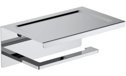 Держатель для туалетной бумаги Aquatek Либра без крышки, с полкой, цвет хром, настенный, латунь/нержавеющая сталь, форма прямоугольная, для туалета/ванной