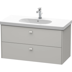 Тумба под раковину Duravit Brioso, 102х46,9х56,3 см, подвесная, 2 выдвижных ящика, ДСП, цвет: бетонно-серый, шкафчик навесной, механизм доводчика, прямоугольная, правая/левая, для раковины D-Code, в ванную комнату