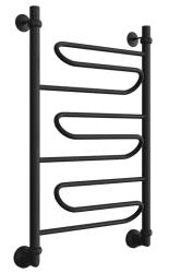Полотенцесушитель Двин W 80/50, водяной (1"-1/2" К3  черный матовый), универсальное подключение, нержавеющая сталь, настенный, форма лесенка, цвет черный матовый, к отоплению и ГВС, для отопления, обогрева в ванной