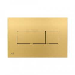 Кнопка смыва Alcaplast M375 золото, для сливного бачка, инсталляции унитаза, двойная, механическая, панель, универсальная, размер 247х165х17 мм