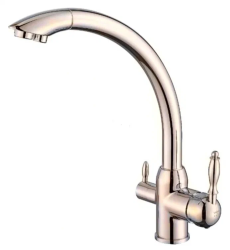 Смеситель для кухни/мойки VIEIR, биканальный, однорычажный, поворотный, керамический, длина излива 230 мм, латунь, цвет сатин