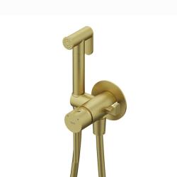 Смеситель с гигиеническим душем IDDIS Axes встраиваемый, однорычажный, керамический, без излива, с гибким шлангом/лейкой, латунь, цвет золото матовое 005MGR0i08