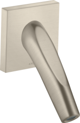 Излив для ванны Axor Starck Organic, без переключателя на душ, настенный, неповоротный, латунь, цвет: шлифованный никель, округлый, длина излива 16 см, встраиваемый/встроенный, для смесителя/ванны/ванной/душевой