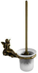 Ершик Art&Max Fairy, настенный, цвет бронза, без крышки, латунь/стекло, дизайнерский, округлый для туалета/унитаза, щетка для унитаза