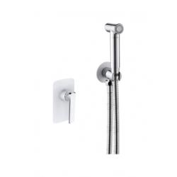 Гигиенический душ ROSE со смесителем/лейкой, для унитаза/биде, однорычажный, скрытого монтажа/встраиваемый, настенный, керамический, латунь, цвет белый/хром