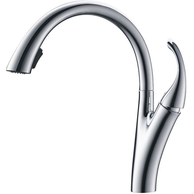 Смеситель для кухни/мойки HAIBA однозахватный, поворотный, вытягиваемый, латунный, с высоким выдвижным изливом, длина 291 мм, латунь, цвет хром