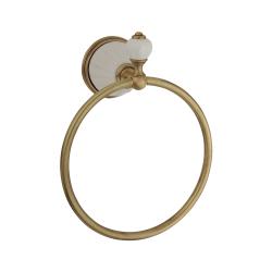 Кольцо для полотенец Migliore Olivia, одинарное, настенный, металлический, форма округлая, для полотенец, в ванную/туалет/душевую кабину, цвет бронза/белый