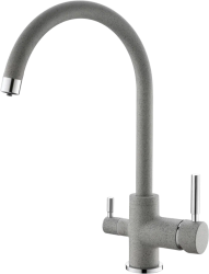 Смеситель для кухни/мойки EMAR, с подключением фильтра питьевой воды, однорычажный, керамический картридж, высокий, с поворотным изливом, длина излива 220 мм, латунь, цвет берилл