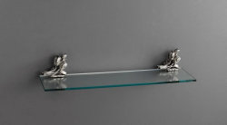 Полка стеклянная Art&Max Tulip, настенная, латунь/стекло, форма прямоугольная, под зеркало в ванную/туалет/душевую кабину, цвет серебро