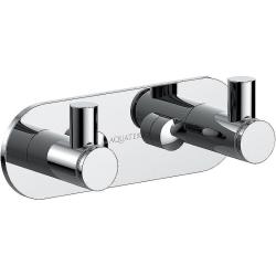 Крючок двойной Aquatek Европа настенный, нержавеющая сталь/латунь, форма округлая, для полотенец/халатов в ванную/туалет/душевую кабину, цвет хром