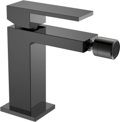 Смеситель для биде Boheme Qubic, однорычажный, неповоротный, керамический, длина излива 125 мм, латунь, цвет оружейная сталь