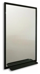 Зеркало Silver Мirrors Бронкс-лайт, 50х90 см, прямоугольное, металлическая рама, с полочкой, цвет-черный, для ванны