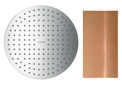 Верхний душ AXOR ShowerSolutions 250 2je, потолочный/скрытый монтаж, круглый, с 2 режимами, размер 25 см, металлический, цвет: полированная медь, для душа/ванной