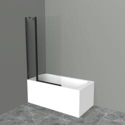 Душевая шторка на ванну BelBagno Uno, 100х150 см, прозрачное стекло/профиль черный, распашная, плоская/панель, правая/левая, правосторонняя/левосторонняя, универсальная