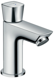 Смеситель для раковины/умывальника Hansgrohe Logis 70 для холодной воды, одновентильный, фиксированный, излив короткий, длина 8,4 см, керамический, латунь, цвет хром, без донного клапана