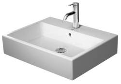 Раковина DURAVIT Vero Air WonderGliss 60х47х16,5 см, подвесная, прямоугольная, санфарфор, цвет белый, 1 отверстие под смеситель, антигрязевое покрытие, слив/перелив