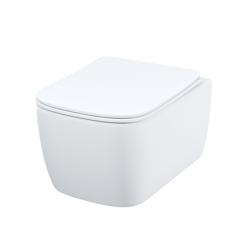 Унитаз подвесной IDDIS Bridge, горизонтальный (прямой, в стену) выпуск, безободковый, с быстросьемным сиденьем микролифт с функциями EasyFix и SoftClose, с крышкой (сиденье) дюропласт, цвет: белый глянцевый