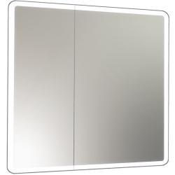 Зеркальный шкаф Континент "Emotion LED", 80х80 см, подвесной, с LED/ЛЕД-подсветкой (холодная), выключатель: датчик движения, цвет белый, зеркало, 2 распашные дверцы, квадратный