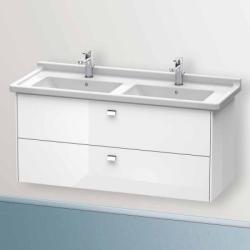 Тумба под раковину Duravit Brioso, 122х46,9х56,3 см, подвесная, 2 выдвижных ящика, ДСП, цвет: белый глянец/хром, шкафчик навесной, механизм доводчика, прямоугольная, правая/левая, в ванную комнату