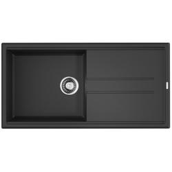 Мойка кухонная Omoikiri Tedori-100-BL, 51х100 см, врезная, из искусственного гранита (Tetogranit), прямоугольная, цвет черный, без отверстия под смеситель, с крылом, оборачиваемая, слив-перелив, врезная в столещницу, для кухни