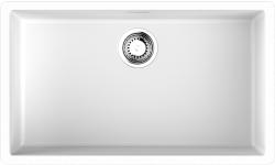 Мойка кухонная Omoikiri Yamakawa 75T-Integra-WH, 75,6х45,6 см, врезная, из искусственного гранита (Tetogranit), прямоугольная, цвет белый, без отверстия под смеситель, без крыла, слив-перелив