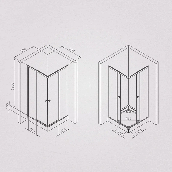 Душевое ограждение Am.Pm X-Joy 90x90 см без поддона, прозрачное закаленное стекло 6 мм, профиль серебристый, закаленное стекло/алюминий, квадратное