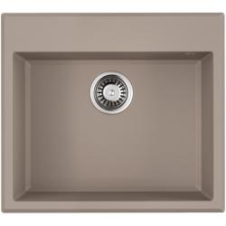 Мойка кухонная Omoikiri Tedori-57-SA, 51х57 см, врезная, из искусственного гранита (Tetogranit), прямоугольная, цвет бежевый, без отверстия под смеситель, без крыла, слив-перелив, врезная в столещницу, для кухни