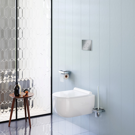 Унитаз подвесной Damixa Scandinavian Pure, цвет белый, горизонтальный (прямой, в стену) выпуск, безободковый, санфарфор, с сиденьем микролифт, дюропласт, под скрытый бачок