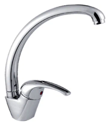 Смеситель для кухни/мойки Potato P04, однорычажный, поворотный, керамический, длина излива 200 мм, цинк, цвет хром