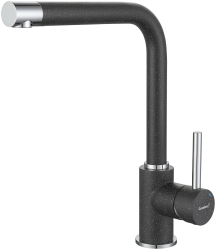 Смеситель для кухни/мойки GranFest, однорычажный, керамический картридж, высокий, с поворотным изливом, длина 200 мм, латунь, цвет графит